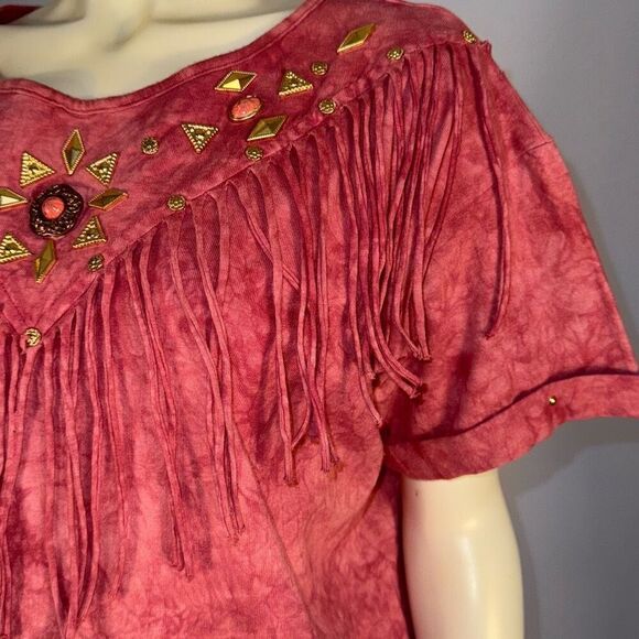 Vintage Cover Charge Southwestern Fringe Oversized T-Shirt One Size - Picture 5 of 12